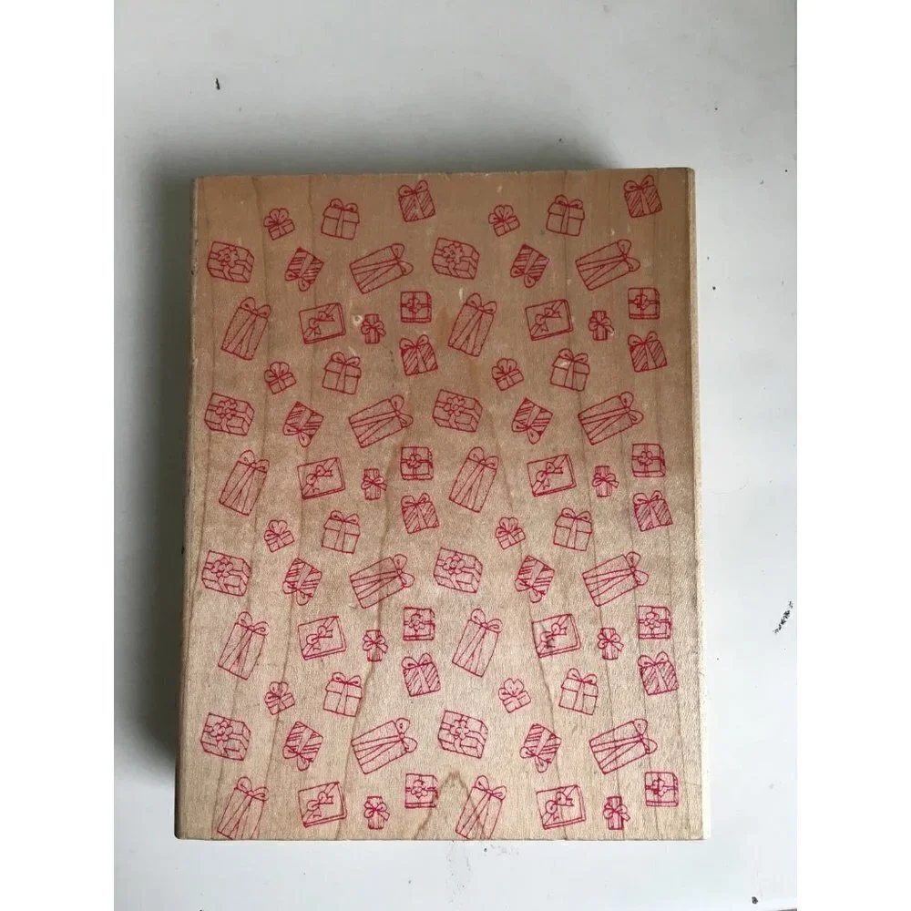 New‎ Large Background Wood Rubber Mounted Stamps Presents Holiday Cars